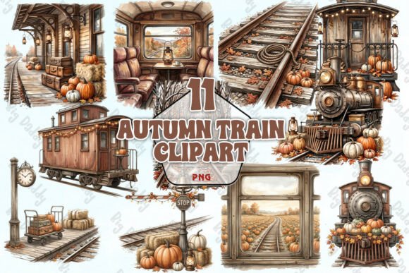 Download Autumn Train Watercolor Clipart PNG - Art Collection