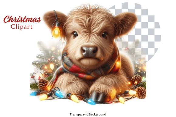 Download Highland Cow Christmas Lights Clipart - Art Collection