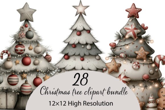 Download Whimsical Christmas Tree Clipart Bundle - Art Collection