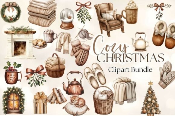 Download Cozy Christmas Clipart Png Bundle - Art Collection