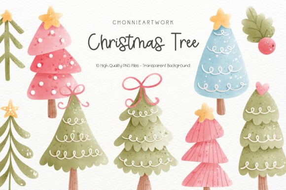 Download Watercolor Christmas Tree Clipart Bundle - Art Collection