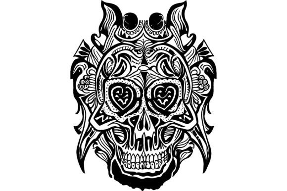 Download Demon Skull Line Art Tattoo Design - Art Collection