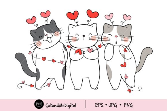 Download Cute Cat Valentine Clipart. - Art Collection
