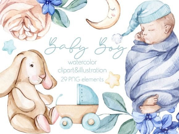 Download Watercolor Baby Boy Clipart - Art Collection