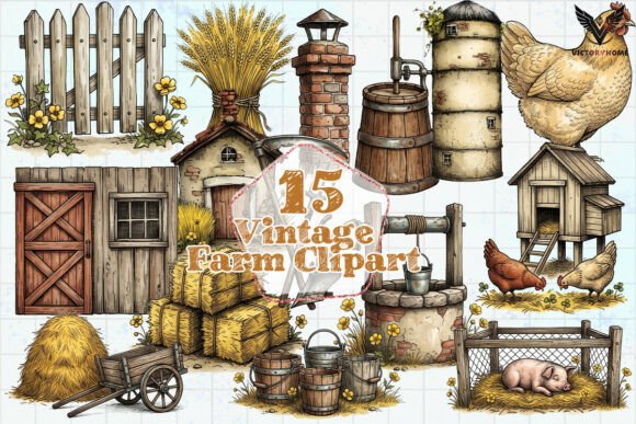 Download Vintage Farm Clipart PNG - Art Collection
