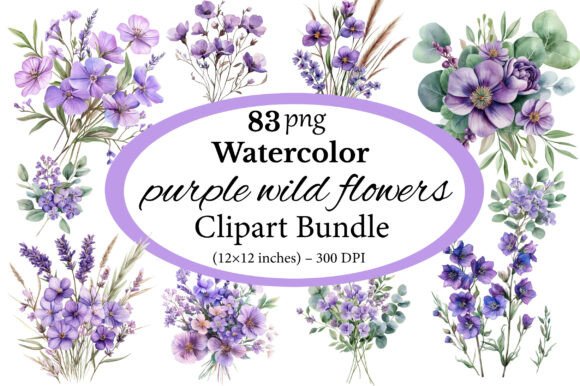 Download Watercolor Purple Wild Flowers Clipart - Art Collection