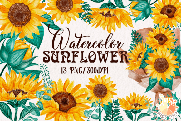 Download Watercolor Sunflower Clipart Set - Art Collection