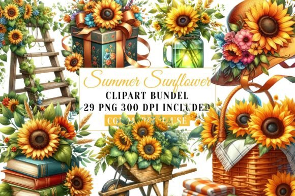 Download Watercolor Summer Sunflower Clipart Bund - Art Collection