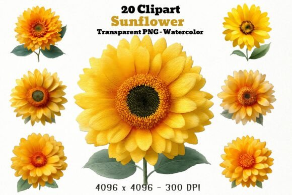 Download 20 Sunflower PNG Clipart Bundle - Art Collection