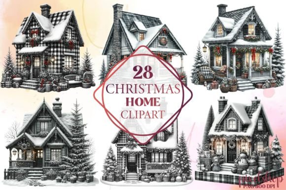 Download Watercolor Christmas Home Clipart - Art Collection
