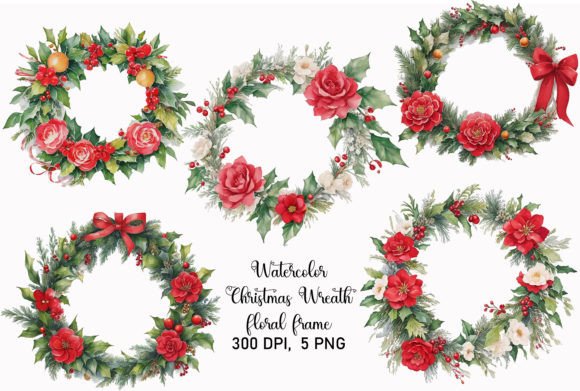 Download Watercolor Christmas Wreath Clipart PNG - Art Collection