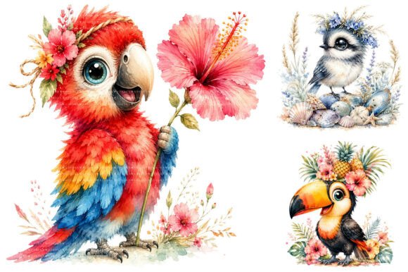 Download Whimsical Tropical Bird Clipart Bundle - Art Collection