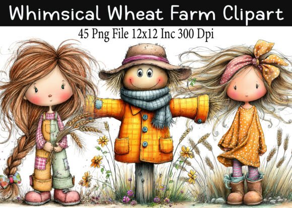 Download Whimsical Wheat Farm Clipart PNG - Art Collection