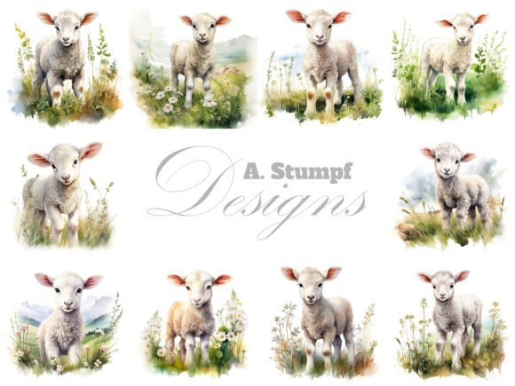 Download Lamb Watercolor Farm Animal Clipart Set - Art Collection