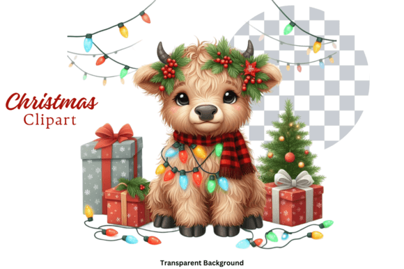 Download Highland Cow Christmas Lights Clipart - Art Collection