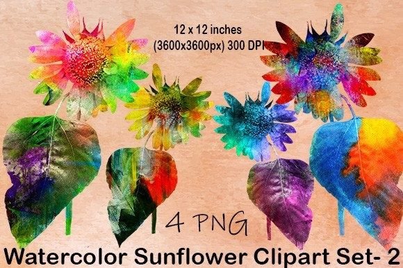 Download Watercolor Sunflower Clipart Set- 2 - Art Collection