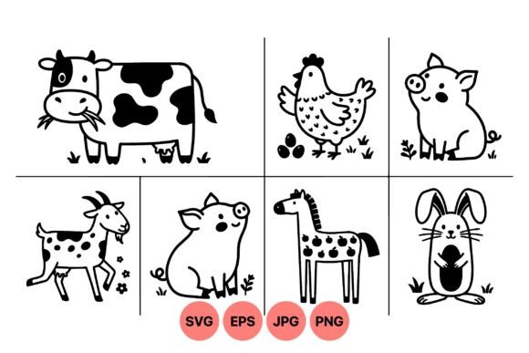 Download Cute Farm Animal Clipart Set - Art Collection