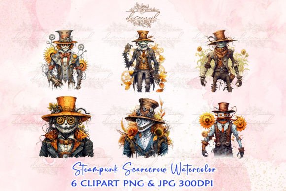 Download Steampunk Scarecrow Watercolor Clipart - Art Collection