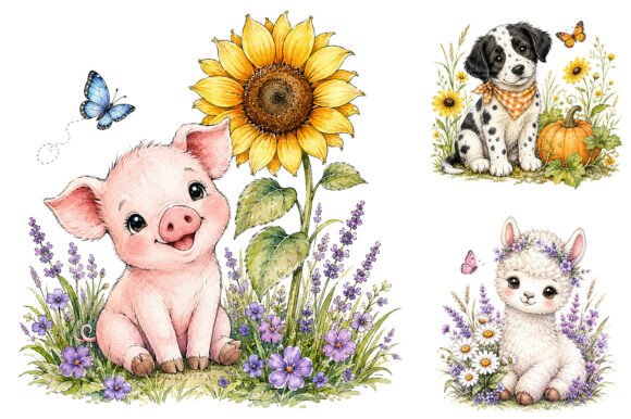 Download Watercolor Farm Animal Clipart Bundle - Art Collection