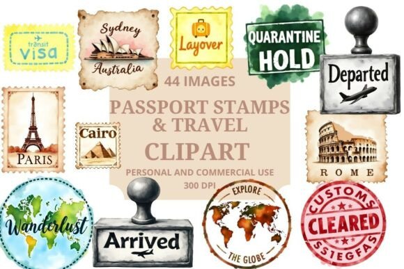 Download Passport Stamps &amp; Travel Clipart - Art Collection