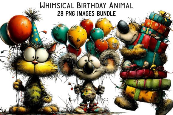 Download Whimsical Birthday Animal Clipart Bundle - Art Collection