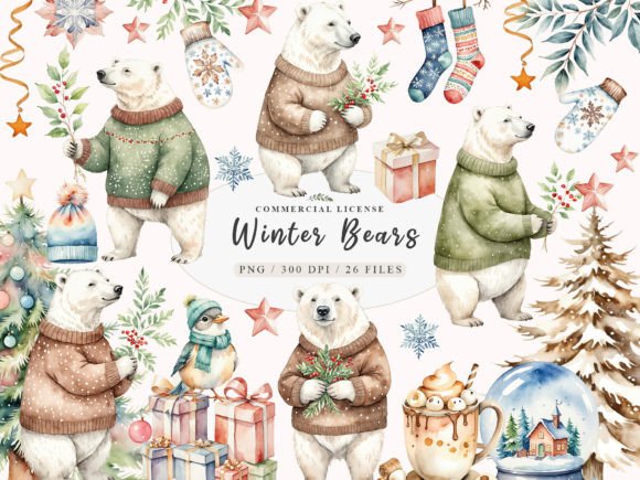 Download Polar Bear Clipart, Winter Bear Clipart, - Art Collection
