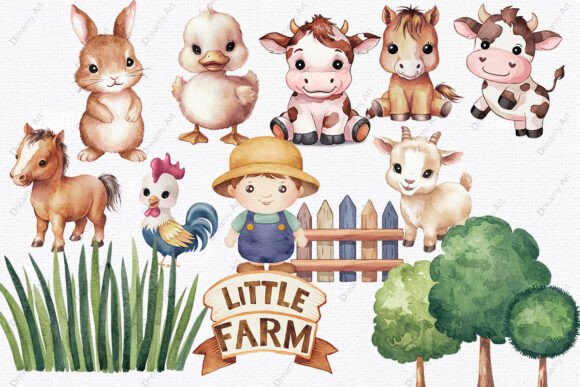 Download Cute Little Farm Watercolor Clipart - Art Collection