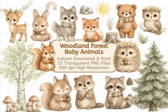 Download 35 Woodland Animals Clipart Bundle - Art Collection