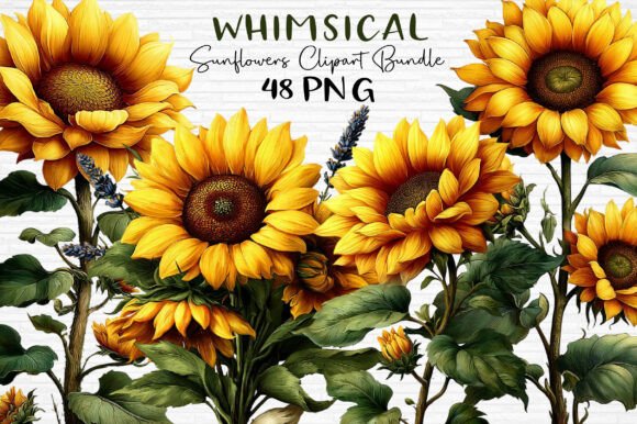 Download Watercolor Sunflowers Clipart Bundle PNG - Art Collection