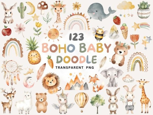 Download Boho Baby Watercolor Clipart PNG - Art Collection