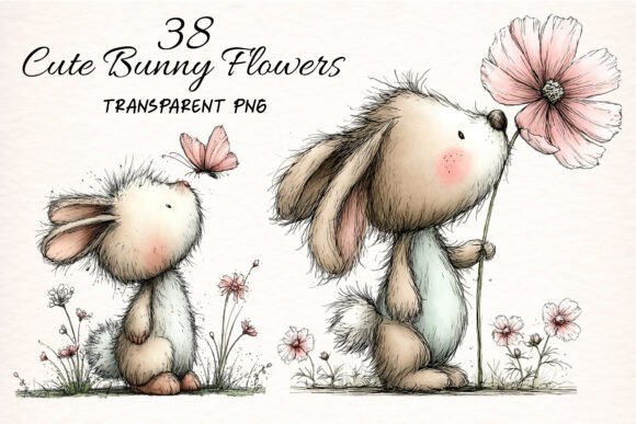 Download Cute Bunny Flowers Clipart - Art Collection