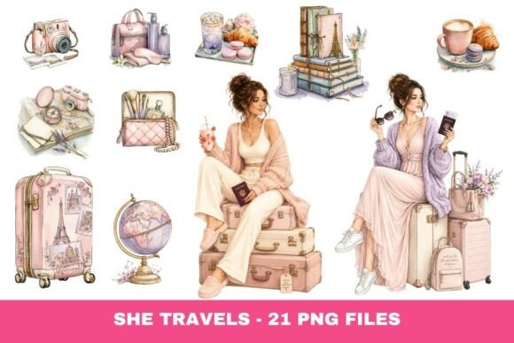 Download She Travels - a Dreamy Clipart - Art Collection