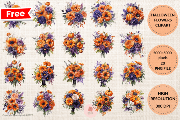 Download Free Halloween Flowers Clipart Bundle 4 - Art Collection