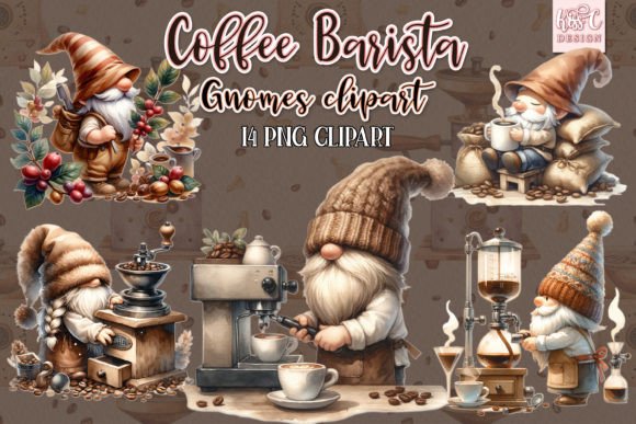 Download Watercolor Coffee Barista Gnomes Clipart - Art Collection
