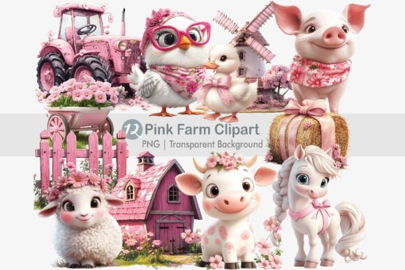 Download Pink Farm Clipart Bundle - Art Collection