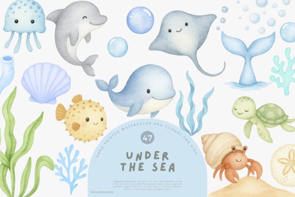 Download Watercolor Under the Sea Clipart Set - Art Collection