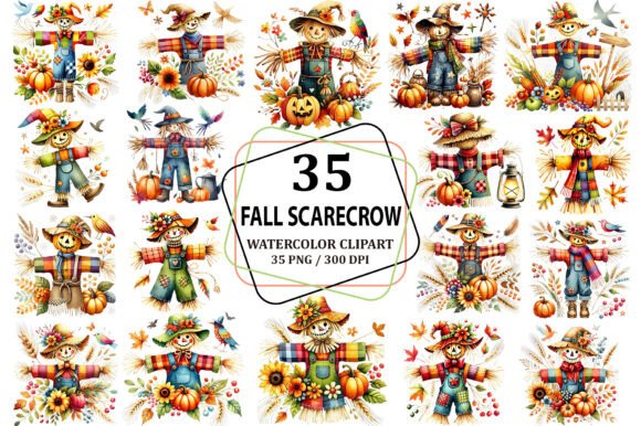 Download Watercolor Fall Scarecrow Clipart PNG - Art Collection