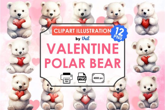 Download Valentine Polar Bear Clipart Bundle - Art Collection