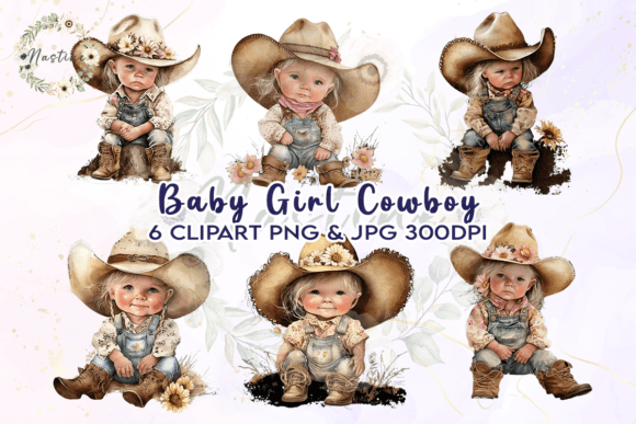 Download Baby Girl Cowboy Watercolor Clipart - Art Collection