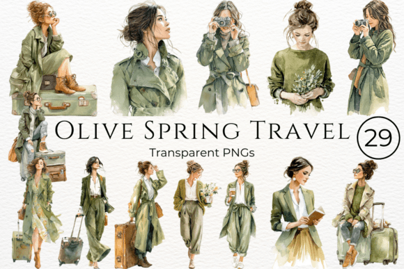 Download Olive Spring Travel Watercolor Clipart - Art Collection