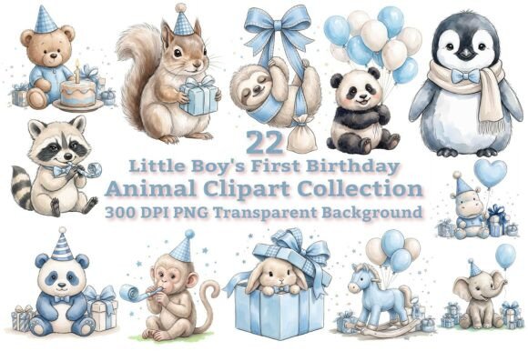 Download Little Boy First Birthday Animal Clipart - Art Collection