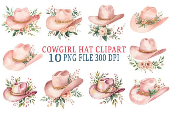 Download Watercolor Cowgirl Hat Clipart Bundle - Art Collection