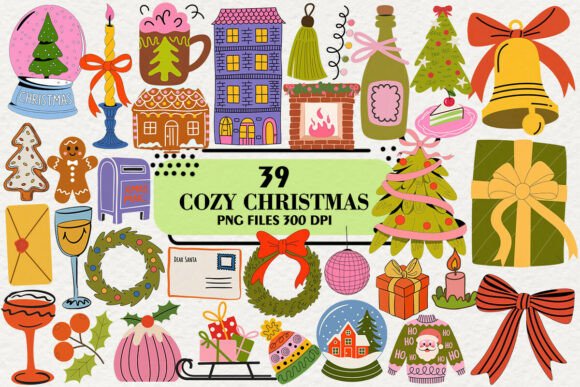 Download Kawaii Cozy Christmas Clipart Bundle - Art Collection