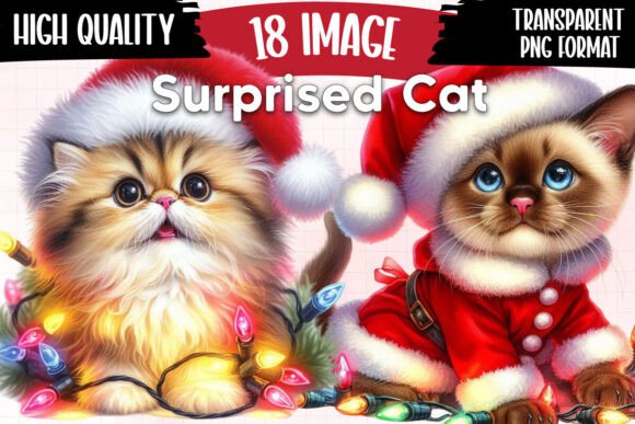Download Surprised Cat Christmas Lights Clipart - Art Collection