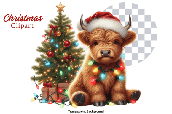 Download Highland Cow Christmas Lights Clipart - Art Collection