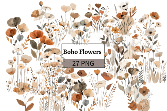 Download Watercolor Boho Wild Flowers Clipart Set - Art Collection