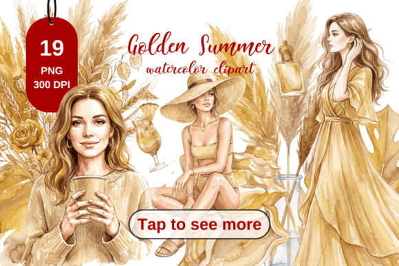 Download Golden Summer Watercolor Clipart, PNG - Art Collection