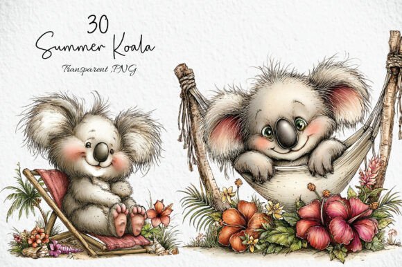 Download Cute Summer Koala Clipart PNG - Art Collection