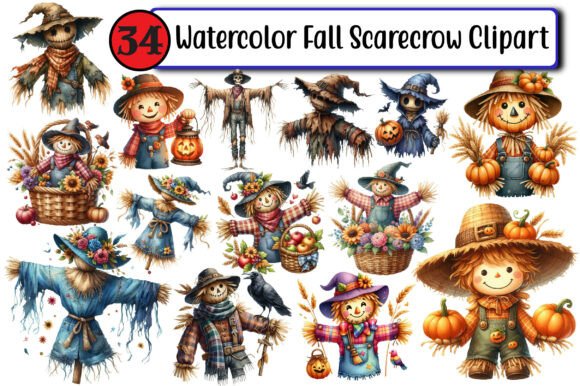 Download Watercolor Fall Scarecrow Clipart - Art Collection