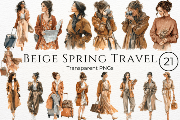Download Beige Spring Travel Watercolor Clipart - Art Collection